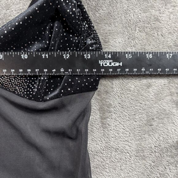 Vintage Slip Dress Nightgown Robe Set Sheer Velvet Trim Black Silver Small F177 - Picture 6 of 10